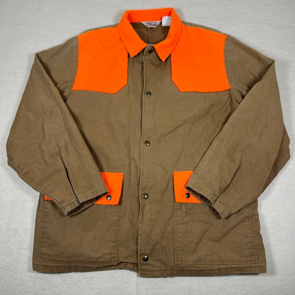 Walls Vintage Mens XLRegular Brown Hunting Jacket Blaze‎ Orange Accents Made USA